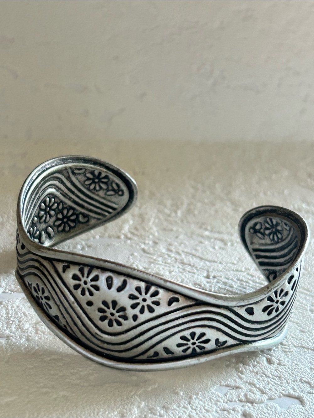 Lia Sophia Antique Silver Floral Wave Cuff